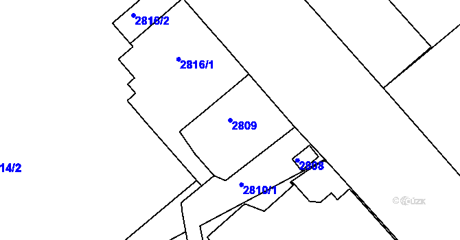 Parcela st. 2809 v KÚ Frýdek, Katastrální mapa