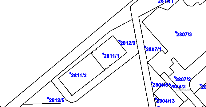 Parcela st. 2811/1 v KÚ Frýdek, Katastrální mapa