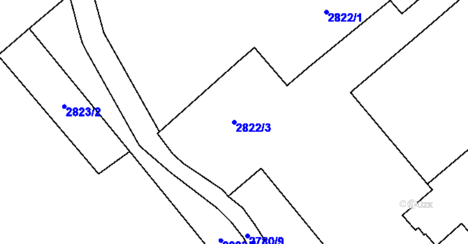 Parcela st. 2822/3 v KÚ Frýdek, Katastrální mapa