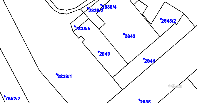 Parcela st. 2840 v KÚ Frýdek, Katastrální mapa