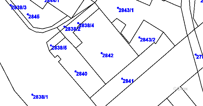 Parcela st. 2842 v KÚ Frýdek, Katastrální mapa