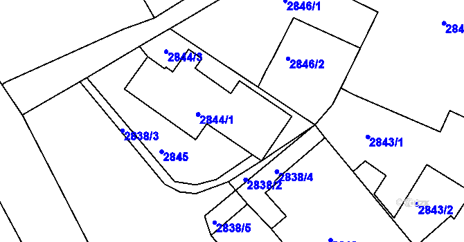 Parcela st. 2844/2 v KÚ Frýdek, Katastrální mapa