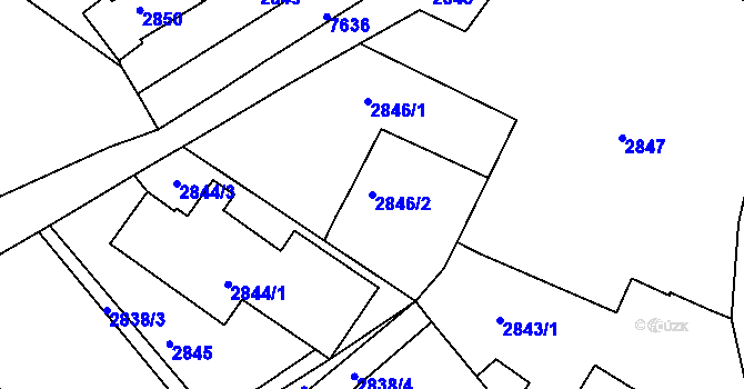 Parcela st. 2846/2 v KÚ Frýdek, Katastrální mapa