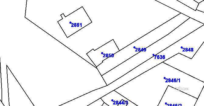 Parcela st. 2850 v KÚ Frýdek, Katastrální mapa