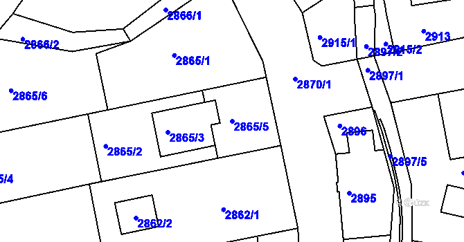 Parcela st. 2865/5 v KÚ Frýdek, Katastrální mapa