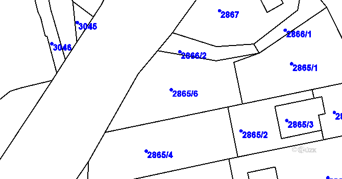Parcela st. 2865/6 v KÚ Frýdek, Katastrální mapa