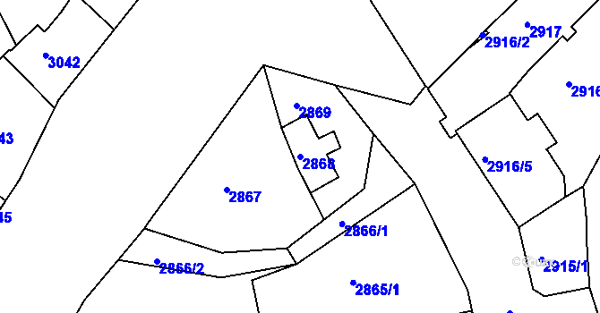 Parcela st. 2868 v KÚ Frýdek, Katastrální mapa