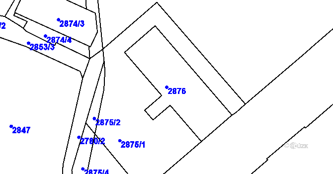 Parcela st. 2876 v KÚ Frýdek, Katastrální mapa