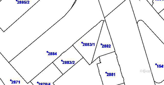 Parcela st. 2883/1 v KÚ Frýdek, Katastrální mapa