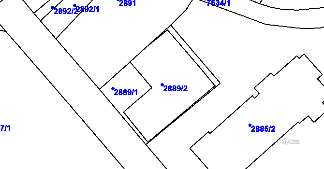 Parcela st. 2889/2 v KÚ Frýdek, Katastrální mapa