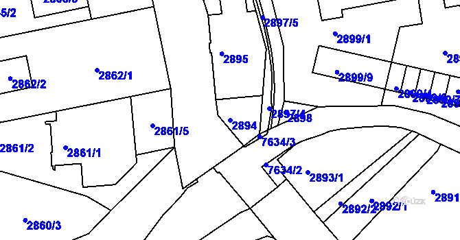 Parcela st. 2894 v KÚ Frýdek, Katastrální mapa