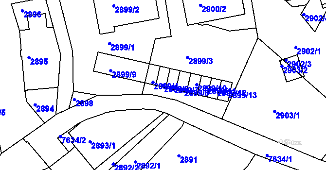 Parcela st. 2899/6 v KÚ Frýdek, Katastrální mapa