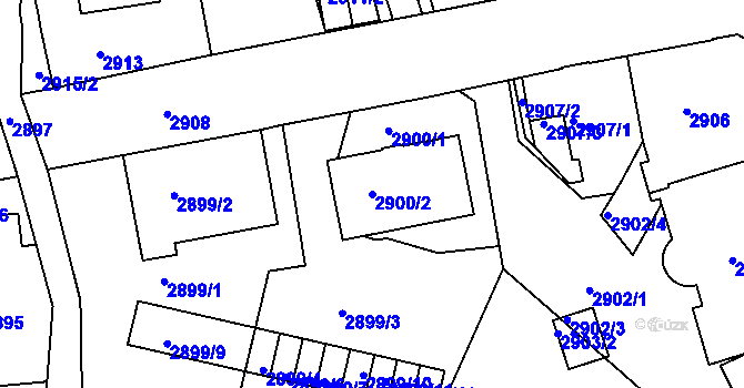 Parcela st. 2900/2 v KÚ Frýdek, Katastrální mapa