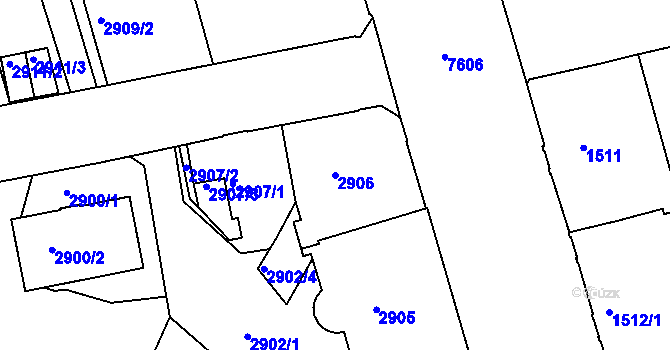 Parcela st. 2906 v KÚ Frýdek, Katastrální mapa