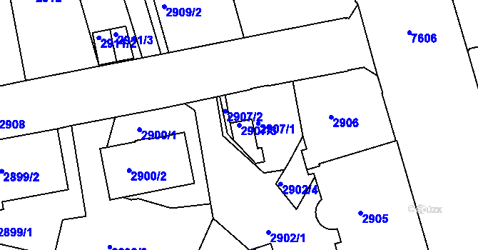 Parcela st. 2907/3 v KÚ Frýdek, Katastrální mapa