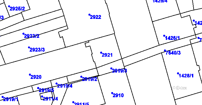 Parcela st. 2921 v KÚ Frýdek, Katastrální mapa