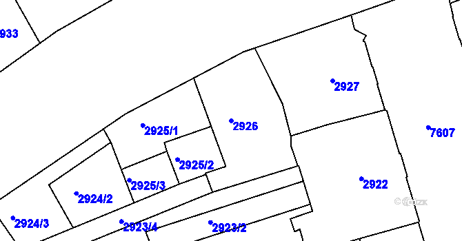 Parcela st. 2926 v KÚ Frýdek, Katastrální mapa