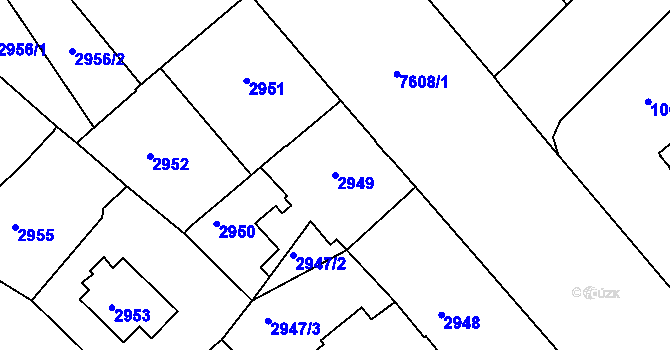 Parcela st. 2949 v KÚ Frýdek, Katastrální mapa