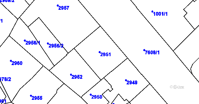Parcela st. 2951 v KÚ Frýdek, Katastrální mapa