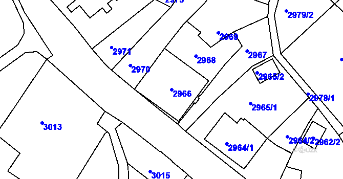 Parcela st. 2966 v KÚ Frýdek, Katastrální mapa