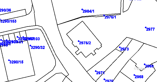 Parcela st. 2976/2 v KÚ Frýdek, Katastrální mapa