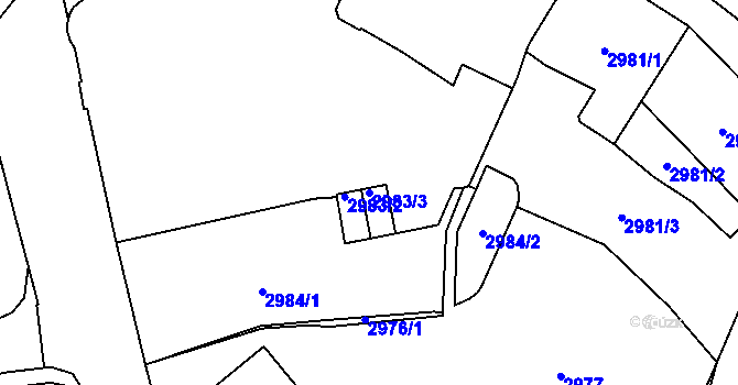 Parcela st. 2983/3 v KÚ Frýdek, Katastrální mapa