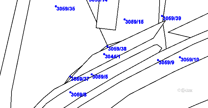 Parcela st. 3044/1 v KÚ Frýdek, Katastrální mapa
