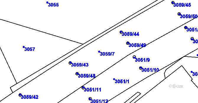 Parcela st. 3059/7 v KÚ Frýdek, Katastrální mapa
