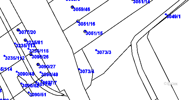 Parcela st. 3073/3 v KÚ Frýdek, Katastrální mapa