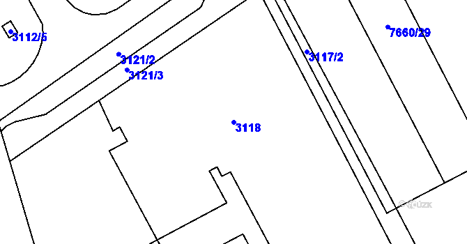 Parcela st. 3118 v KÚ Frýdek, Katastrální mapa