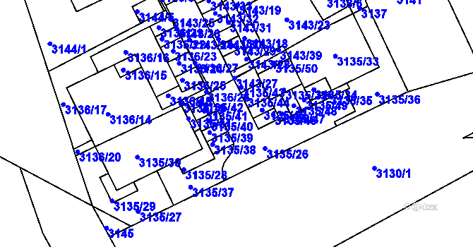 Parcela st. 3135 v KÚ Frýdek, Katastrální mapa