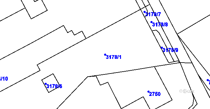 Parcela st. 3178/1 v KÚ Frýdek, Katastrální mapa