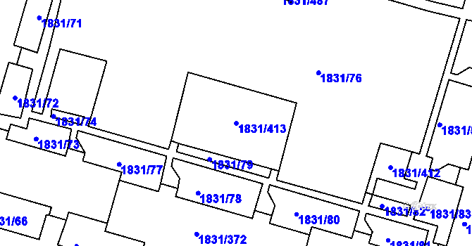 Parcela st. 1831/413 v KÚ Frýdek, Katastrální mapa