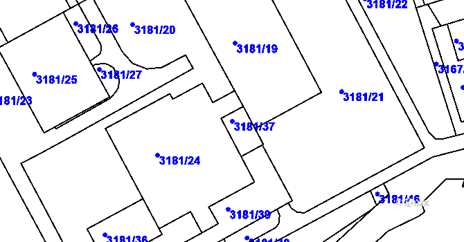 Parcela st. 3181/37 v KÚ Frýdek, Katastrální mapa