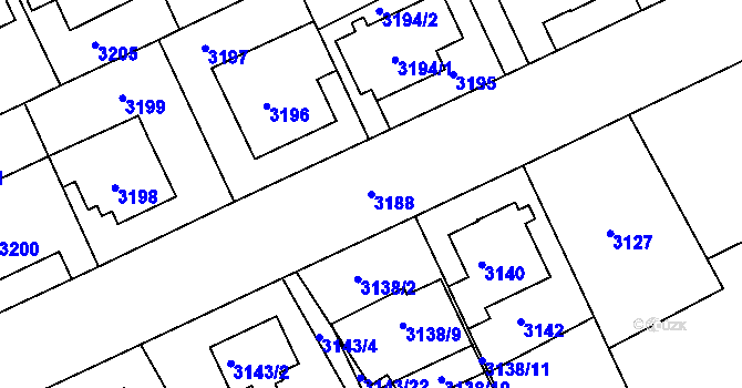 Parcela st. 3188 v KÚ Frýdek, Katastrální mapa