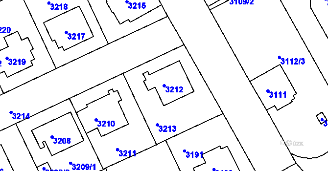 Parcela st. 3212 v KÚ Frýdek, Katastrální mapa