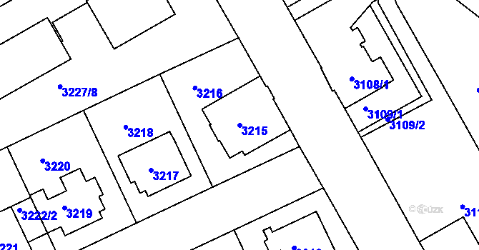 Parcela st. 3215 v KÚ Frýdek, Katastrální mapa