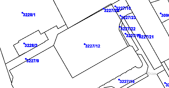 Parcela st. 3227/12 v KÚ Frýdek, Katastrální mapa