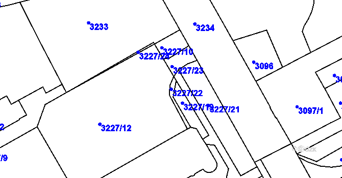 Parcela st. 3227/22 v KÚ Frýdek, Katastrální mapa