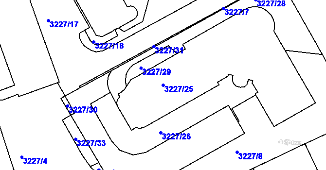 Parcela st. 3227/25 v KÚ Frýdek, Katastrální mapa