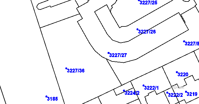 Parcela st. 3227/34 v KÚ Frýdek, Katastrální mapa