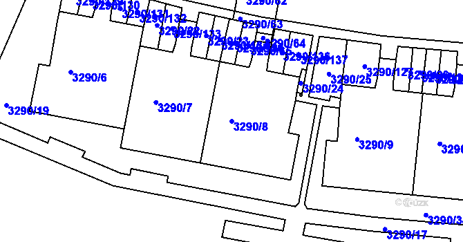 Parcela st. 3290/8 v KÚ Frýdek, Katastrální mapa