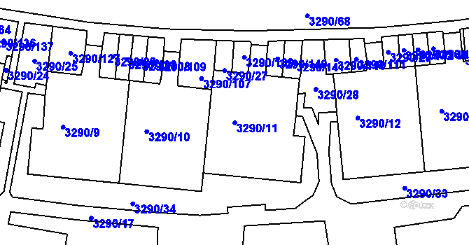 Parcela st. 3290/11 v KÚ Frýdek, Katastrální mapa