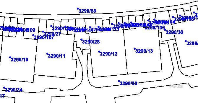 Parcela st. 3290/12 v KÚ Frýdek, Katastrální mapa