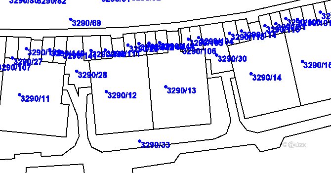 Parcela st. 3290/13 v KÚ Frýdek, Katastrální mapa