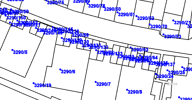 Parcela st. 3290/22 v KÚ Frýdek, Katastrální mapa