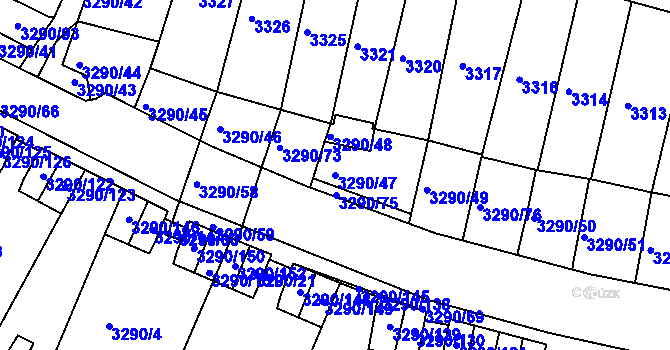 Parcela st. 3290/47 v KÚ Frýdek, Katastrální mapa