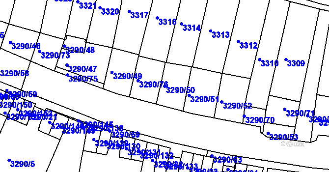Parcela st. 3290/50 v KÚ Frýdek, Katastrální mapa