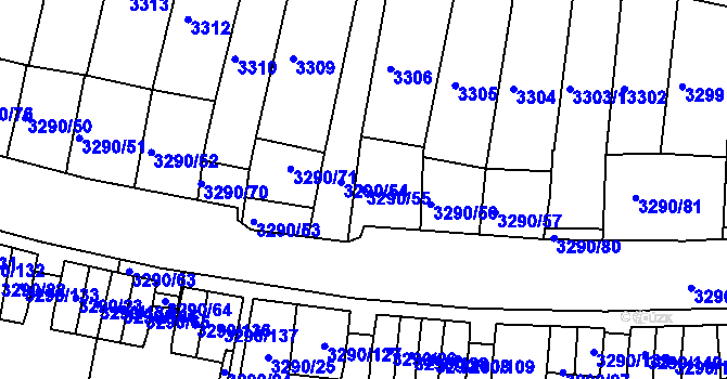 Parcela st. 3290/55 v KÚ Frýdek, Katastrální mapa