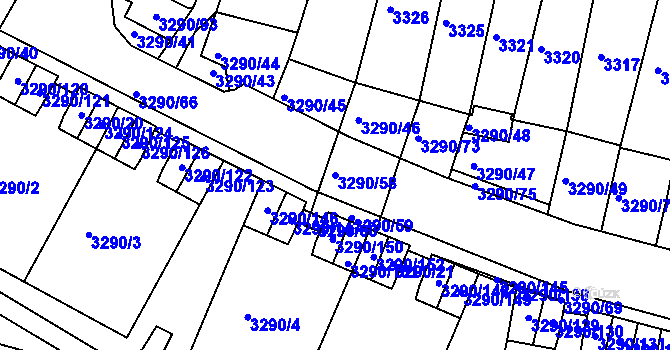 Parcela st. 3290/58 v KÚ Frýdek, Katastrální mapa
